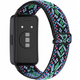 Pasek Nylonowy do Huawei Band 8 / Huawei Band 9 / Huawei Band 10, zielone akcenty