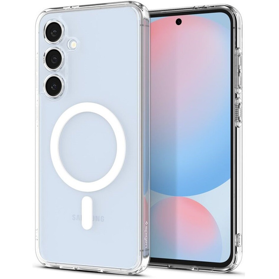 Etui z MagSafe Spigen do Samsung Galaxy S24 FE, Ultra Hybrid, przezroczyste / białe + Szkło Hartowane 9H
