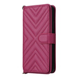 Etui z klapką do Oppo Reno 13F 5G, Crossbody Leather Wallet, bordowe