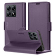 Etui do Xiaomi 14T, ERBORD Glossy Litchi, portfel z klapką, fioletowe