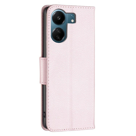 Etui z klapką do Xiaomi Redmi 13C / Poco C65, Wallet Litchi Leather, rose gold