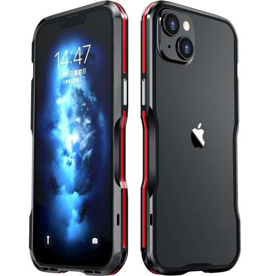 Etui LUPHIE do iPhone 14, Armor Bumper, czarne / czerwone