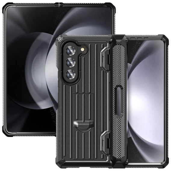 Etui do Samsung Galaxy Z Fold5 5G, Kickstand, z podstawką i ochroną ekranu, czarne