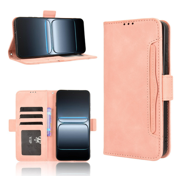 Etui z klapką do OnePlus Nord 5, Card Slot, różowe