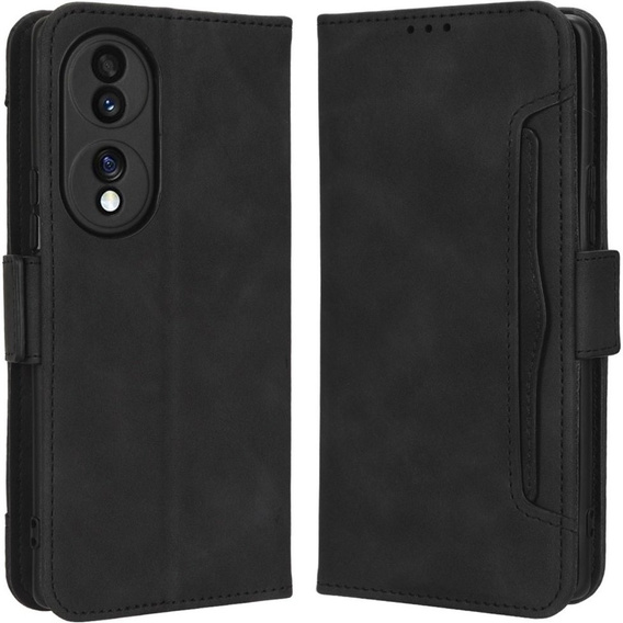 Etui z klapką do Honor 70 5G, Card Slot, czarne