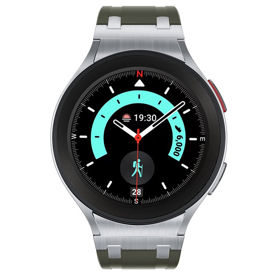 Pasek silikonowy do Samsung Galaxy Watch 4/5/6 40/42/43/44/45/46/47mm, Zielony / srebrna klamra