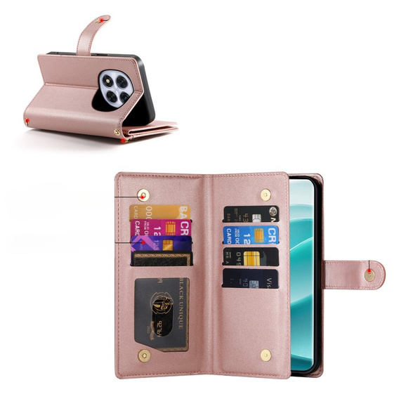 Etui z klapką do Xiaomi Redmi Note 14 Pro 5G / Poco X7 5G, Wallet Zipper Pocket, różowe
