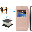 Etui z klapką do Samsung Galaxy A56 5G, RFID Wallet MagSafe z ochroną aparatu, różowe