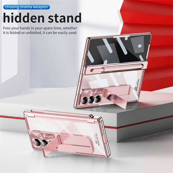 Etui do Samsung Galaxy Z Fold7 5G, z podstawką, różowe rose gold