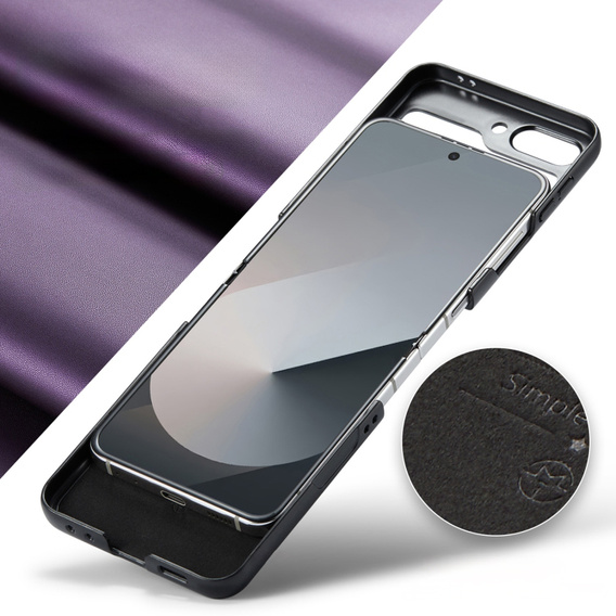 Etui do Samsung Galaxy Z Flip7 FE / Z Flip6, CASEME Litchi Leather, fioletowe