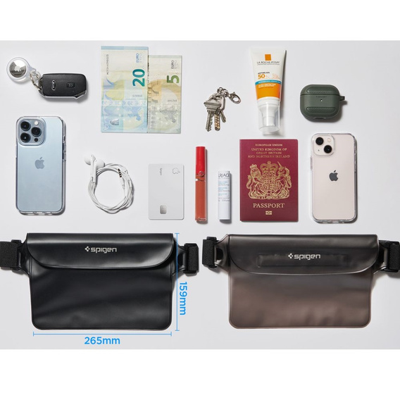 2x SPIGEN A620 Uniwersalna Wodoodporna Saszetka Waist Bag, Black