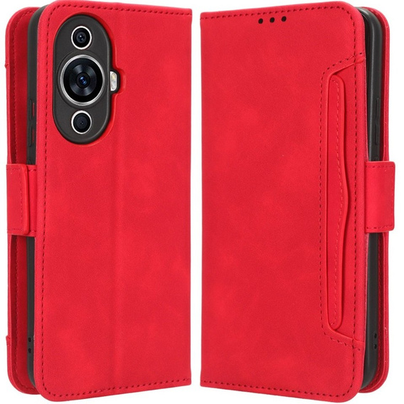 Etui z klapką do Huawei Nova 11 Pro, Card Slot, czerwone