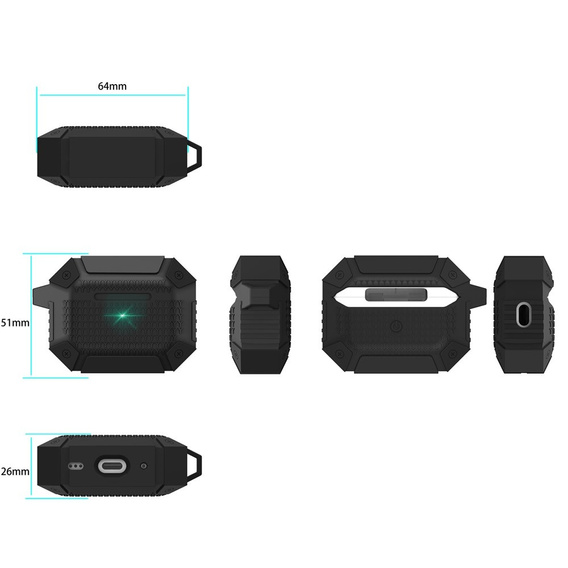 Etui ochronne do AirPods Pro 3 z karabińczykiem - czarne