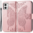 Etui z klapką do Motorola Moto G73 5G, Butterfly, różowe rose gold