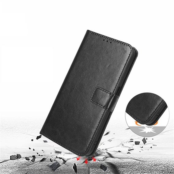 Etui z klapką do Honor Magic 5 Lite, Crazy Horse Wallet, czarne