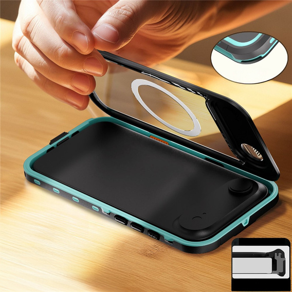 Etui Wodoodporne IP68 do iPhone Air, SHELLBOX MagSafe, niebieskie