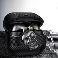 Stylowe etui TPU z motywem czaszki i karabińczykiem – Samsung Galaxy Buds 3 / 3 Pro