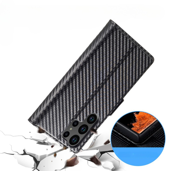 Etui z klapką do Samsung Galaxy S23 Ultra, Carbon LC.IMEEKE, czarne