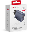 Forcell Ładowarka Sieciowa USB-A / 2x USB-C 3A GaN 65W PD QC 4.0, szara