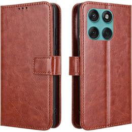 Etui z klapką do Motorola Edge 60 Fusion, Crazy Horse Wallet, brązowe