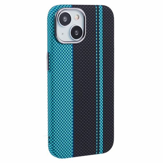 Etui do iPhone 15, Carbon Fiber MagSafe, czarne / niebieskie