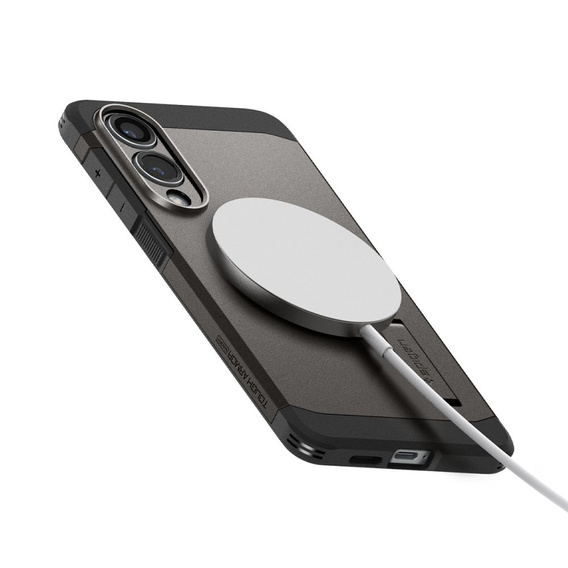 Etui Spigen do Samsung Galaxy S25 Edge, Tough Armor MagSafe, szare + Szkło Hartowane 9H