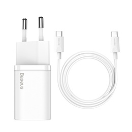 Baseus ładowarka sieciowa Super Si PD 25 W USB‑C (z kablem USB‑C) - Biała