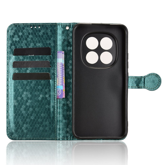 Etui z klapką do Xiaomi Redmi Note 15 Pro Plus 5G / Poco M8 Pro 5G, Wallet Rhombus, zielone