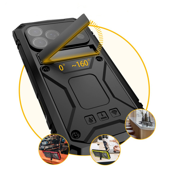 Etui R-JUST do iPhone 17 Pro z wbudowaną ochroną ekranu - czarne