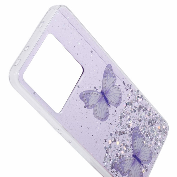 Etui do Xiaomi 13T / 13T Pro / Redmi K60 Ultra, Glitter Butterfly, fioletowe