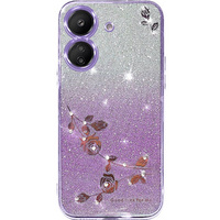 Etui do Xiaomi Redmi 13C / Poco C65, Glitter Flower, fioletowe