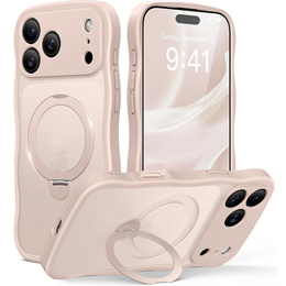 Etui do iPhone 17 Pro, Spin MagSafe Stand Wave Edge, Rose Gold