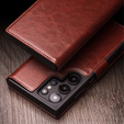Etui z klapką do Samsung Galaxy S25 Ultra, QIALINO Leather Wallet, ciemnobrązowe