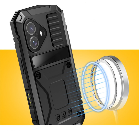 Etui R-JUST do iPhone 17 z wbudowaną ochroną ekranu - czarne