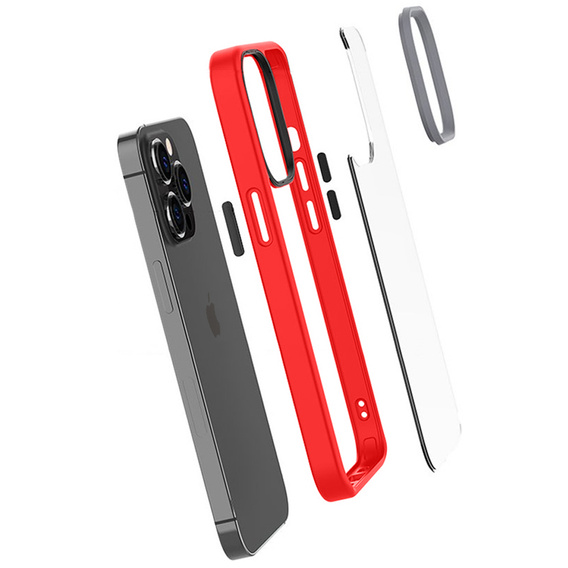 Etui do iPhone 13 Pro, ERBORD Hybrid Case, czerwone