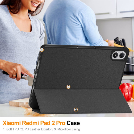 Etui z klapką do Xiaomi Redmi Pad 2 Pro, Smartcase, czarne