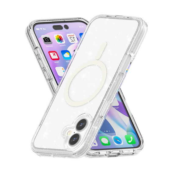 Etui do iPhone 17, do MagSafe, brokatowe, przezroczyste