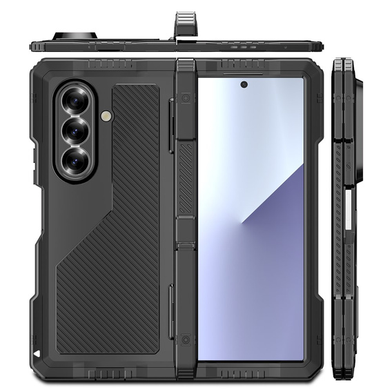 Etui pancerne do Samsung Galaxy Z Fold7 5G aluminiowe z podstawką i miejscem na rysik – czarne
