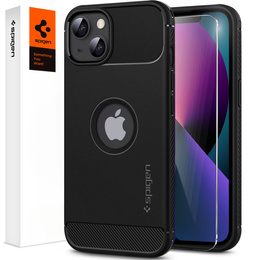 Etui Spigen do iPhone 13, Rugged Armor, czarne + szkło