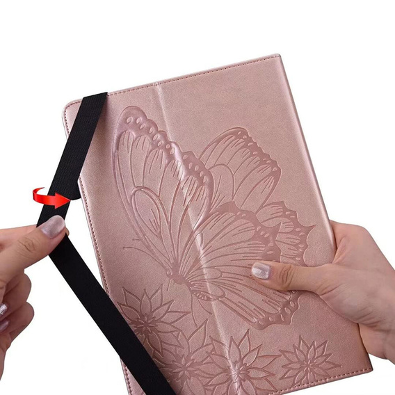 Etui do Samsung Galaxy Tab S10 Lite / S10 FE / S9 FE, Wallet Pen Slot, butterflies, Różowe