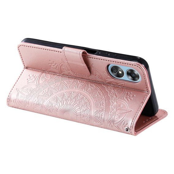 Etui z klapką do Oppo A17, Mandala, różowe rose gold