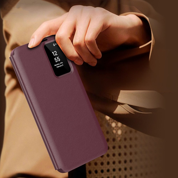 Etui do Samsung Galaxy A56 5G – Smart View z kieszenią na kartę, bordowe