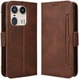 Etui z klapką do Motorola Edge 50 Ultra, Card Slot, brązowe
