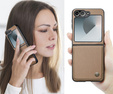 Etui do Samsung Galaxy Z Flip7 FE / Z Flip6, CASEME Litchi Leather, brązowe