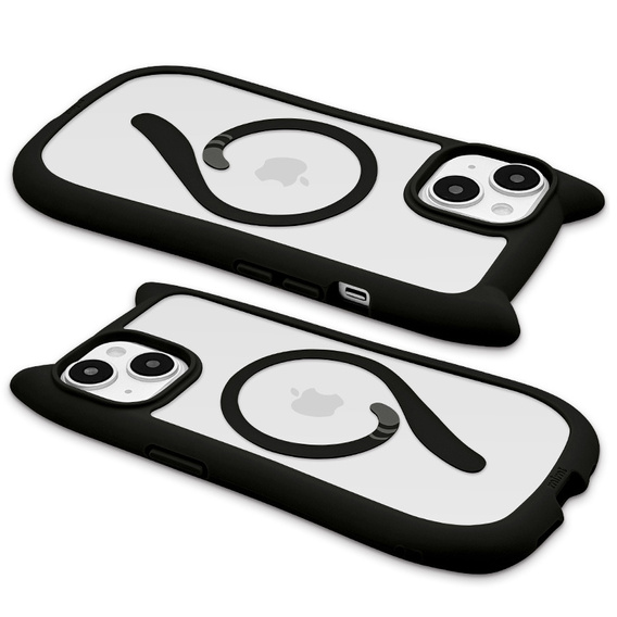 Etui do iPhone 15, do MagSafe, Cute Cat, czarne + Szkło na ekran