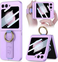Etui GKK do Samsung Galaxy Z Flip7 FE / Z Flip6, Ring Holder, z paskiem, fioletowe
