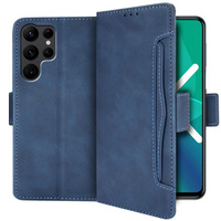 Etui z klapką do Samsung Galaxy S22 Ultra 5G, Card Slot, niebieskie