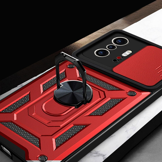Etui pancerne do Xiaomi 11T / 11T Pro, CamShield Slide, czerwone