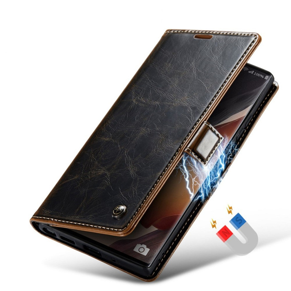 Etui z klapką CASEME do Samsung Galaxy Note 20 Ultra, Waxy Textured, kawowe