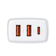 Baseus Compact PD 30W – ładowarka sieciowa z USB-C i 2x USB-A, biała